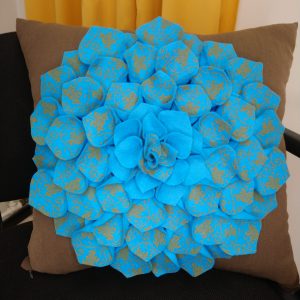 3-D Jättikukka tyynynpäällinen sininen barokki + tyyny